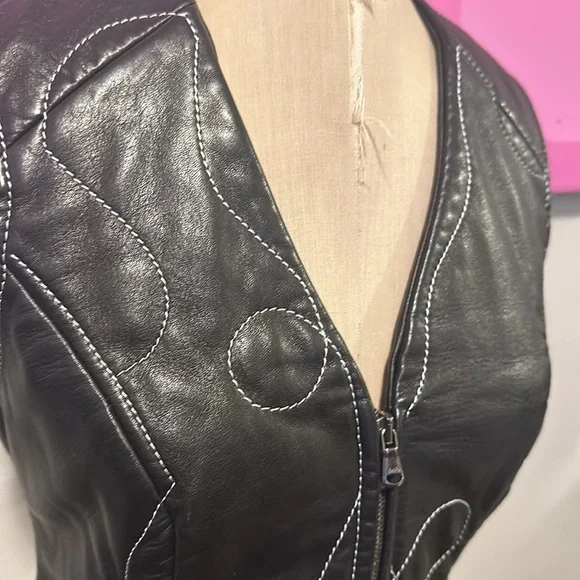 Moschino Black Oopsi Leather Vest - Picture 3 of 13